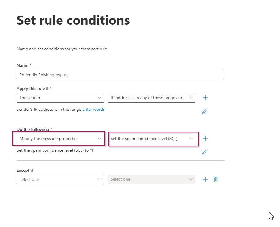 Creating mail flow rule o365 phriendly phishing